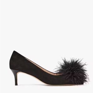 Kate Spade Zoey Pom Pom Kitten Heel Black Size 6.5